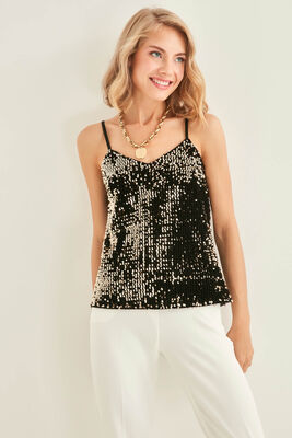 Pul Payetli Askılı Bluz - Thumbnail (9)