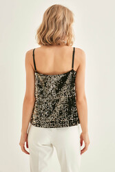 Pul Payetli Askılı Bluz - 13