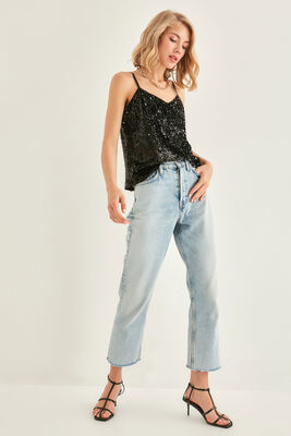 Pul Payetli Askılı Bluz - Thumbnail (4)