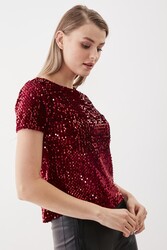 Pul Payetli Kısa Kol Bluz - 26