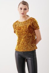 Pul Payetli Kısa Kol Bluz - 29