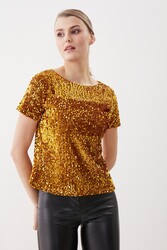 Pul Payetli Kısa Kol Bluz - 30
