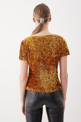 Pul Payetli Kısa Kol Bluz - 33