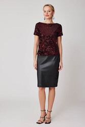 Pul Payetli Kısa Kol Bluz - 36