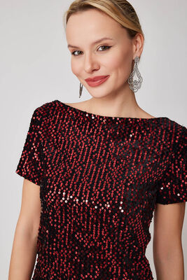 Pul Payetli Kısa Kol Bluz - 38