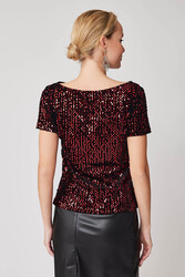 Pul Payetli Kısa Kol Bluz - 39