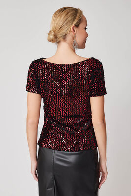 Pul Payetli Kısa Kol Bluz - 39