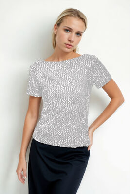 Pul Payetli Kısa Kol Bluz - 42