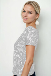 Pul Payetli Kısa Kol Bluz - 43