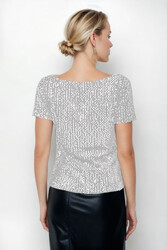 Pul Payetli Kısa Kol Bluz - 45