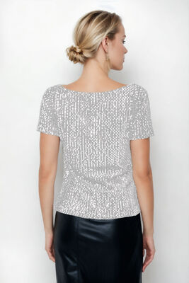 Pul Payetli Kısa Kol Bluz - 45