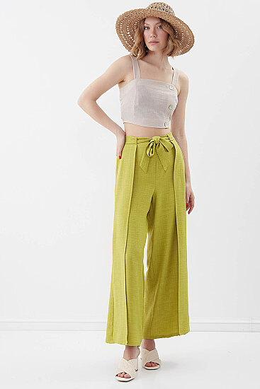 Sedef Düğmeli Sırtı Gipeli Crop Bluz - 5