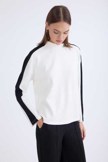 Şeritli Uzun Kol Bluz - 3