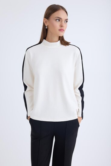 Şeritli Uzun Kol Bluz - 5