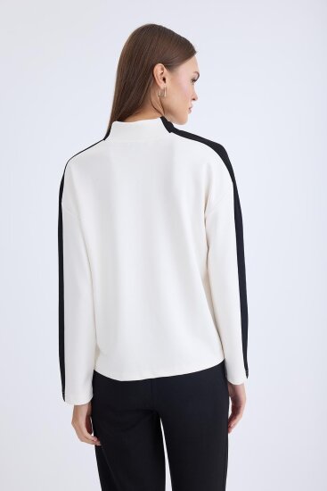 Şeritli Uzun Kol Bluz - 4