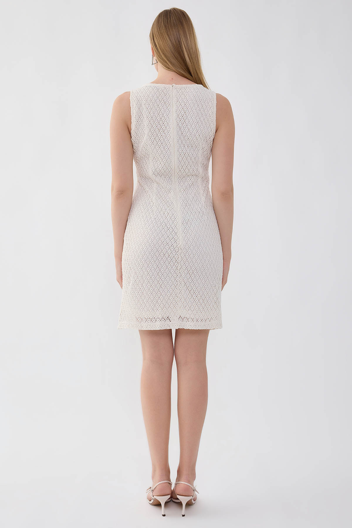 Sıfır Kol Dantelli Elbise - Thumbnail