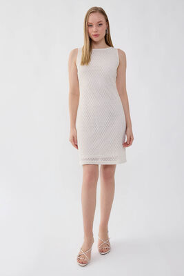 Sıfır Kol Dantelli Elbise