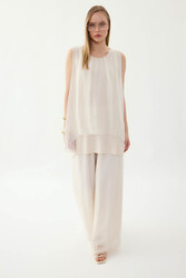 Sıfır Kol Etek Ucu Pullu İpek Bluz (1)