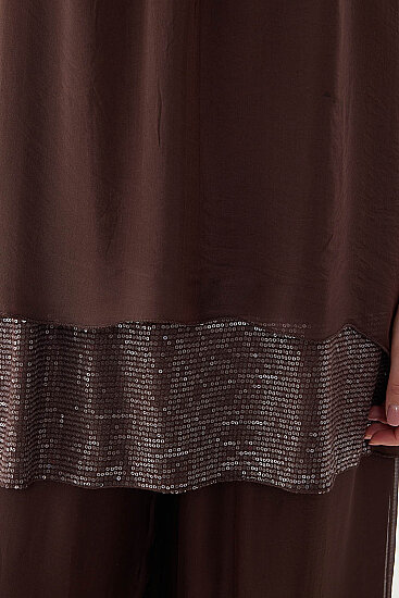 Sıfır Kol Etek Ucu Pullu İpek Bluz - 27