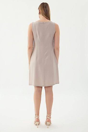 Sıfır Kol Güpürlü Elbise - 11