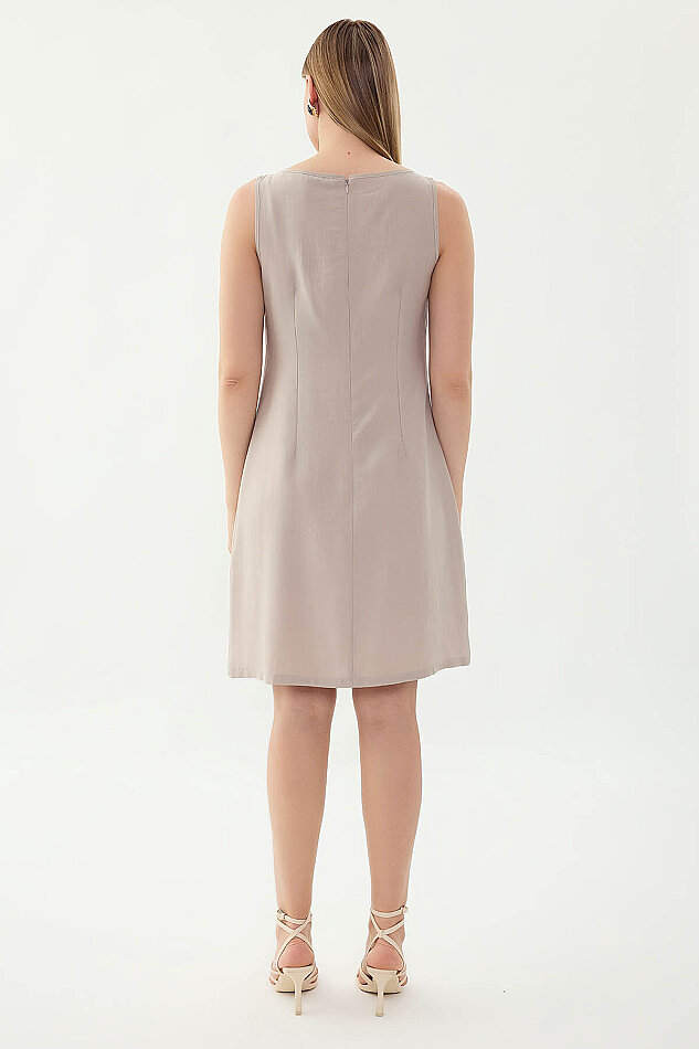 Sıfır Kol Güpürlü Elbise - 11