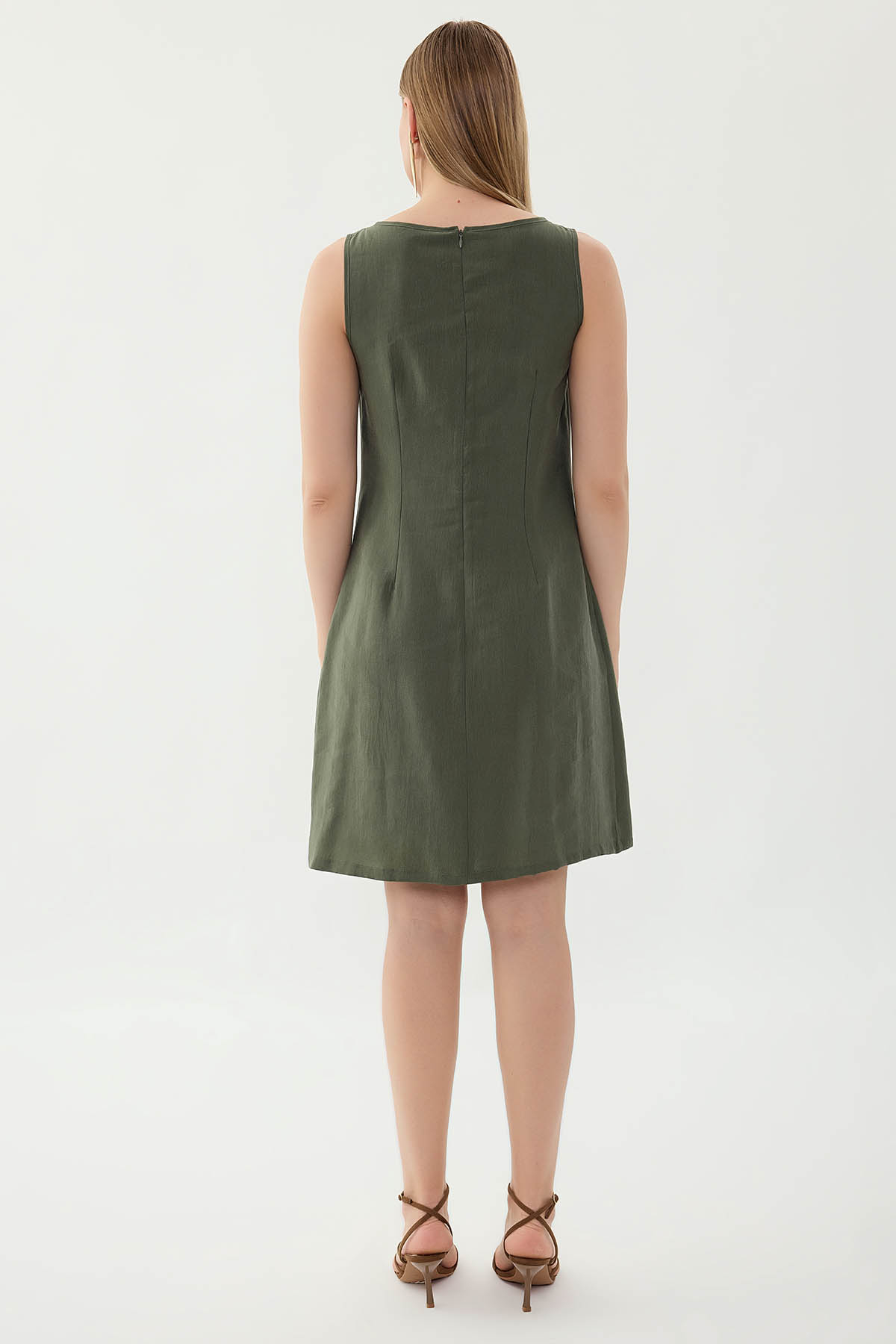 Sıfır Kol Güpürlü Elbise - Thumbnail