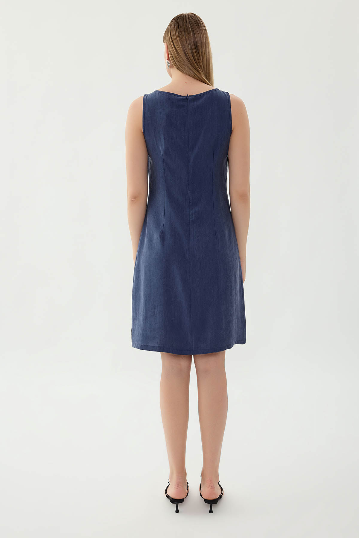 Sıfır Kol Güpürlü Elbise - Thumbnail