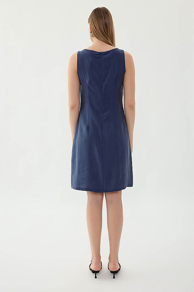 Sıfır Kol Güpürlü Elbise - 23