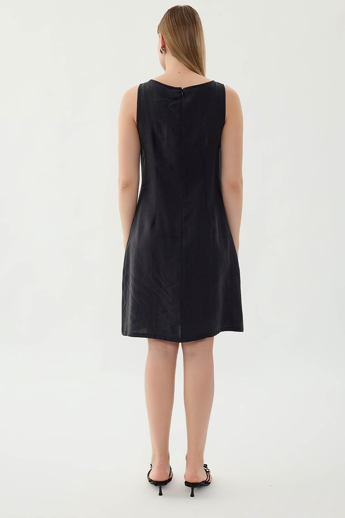 Sıfır Kol Güpürlü Elbise - Thumbnail