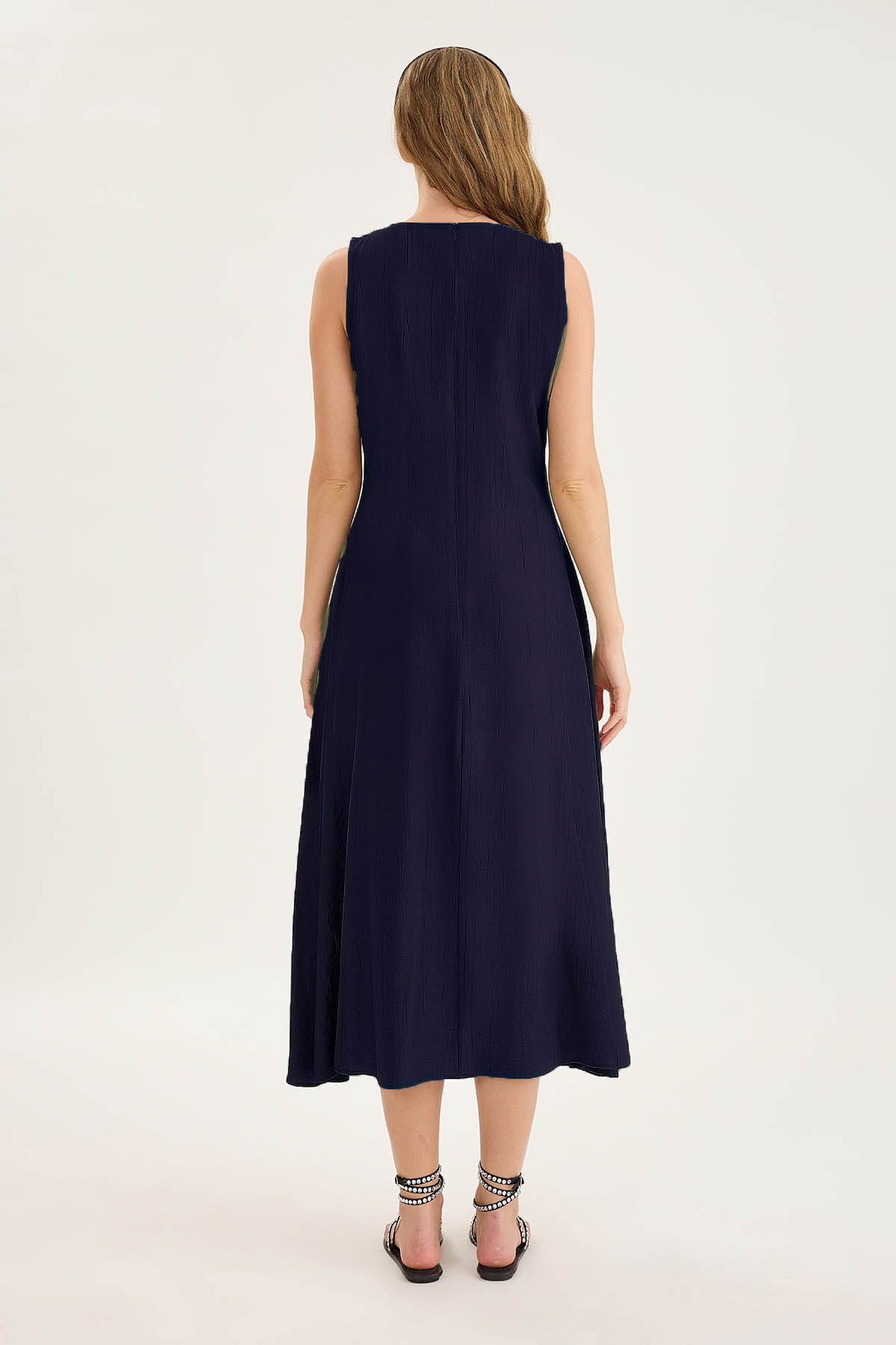 Sıfır Kol Kloş Midi Elbise - Thumbnail