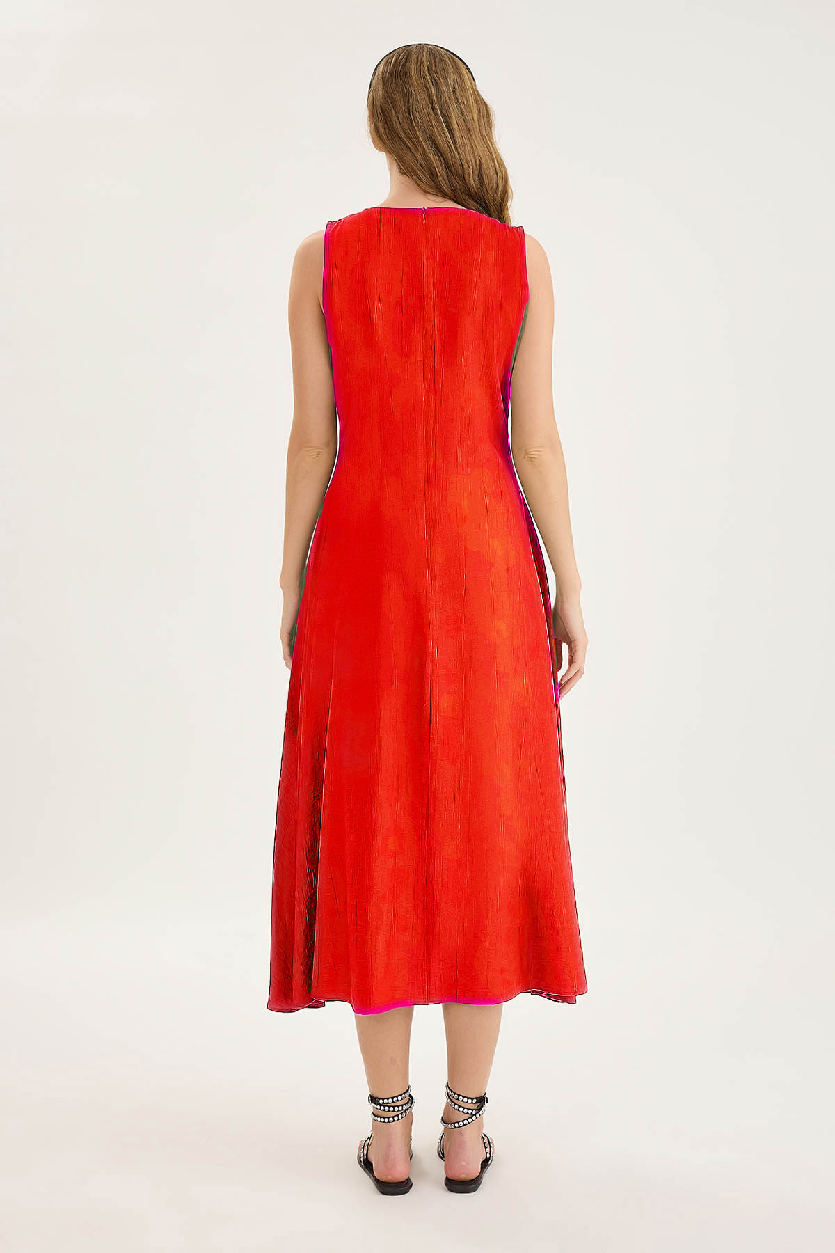 Sıfır Kol Kloş Midi Elbise - Thumbnail