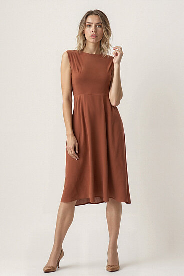 Sıfır Kol Modal Kumaş Midi Elbise - 1