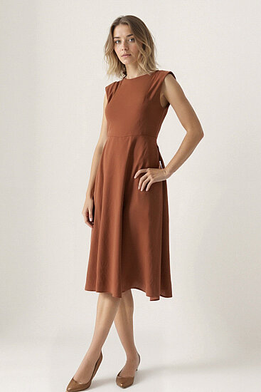 Sıfır Kol Modal Kumaş Midi Elbise - 2