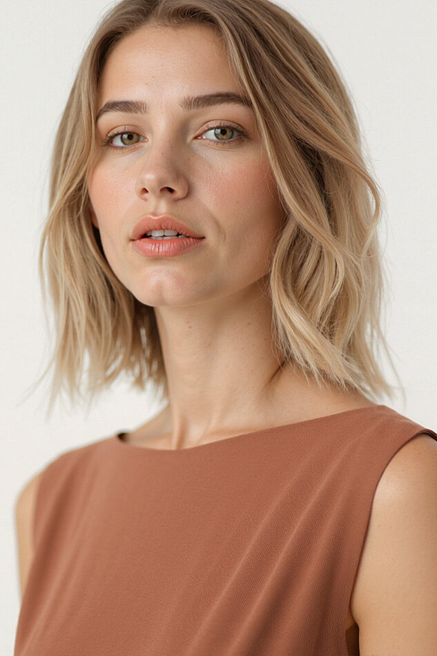 Sıfır Kol Modal Kumaş Midi Elbise - 5