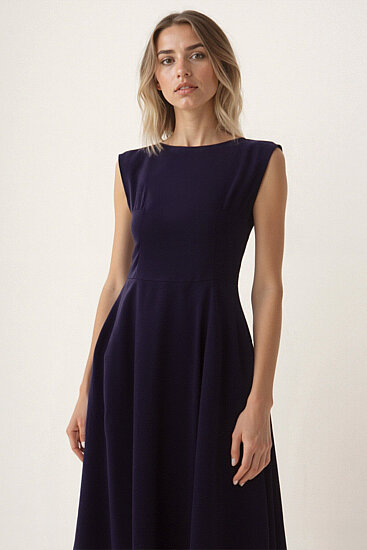 Sıfır Kol Modal Kumaş Midi Elbise - 9