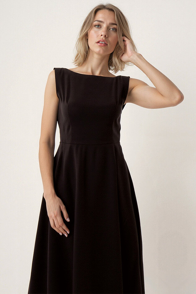 Sıfır Kol Modal Kumaş Midi Elbise - 13