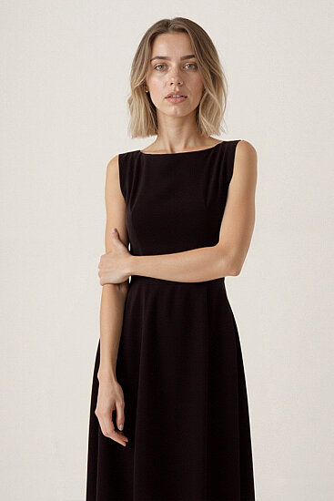 Sıfır Kol Modal Kumaş Midi Elbise - 14