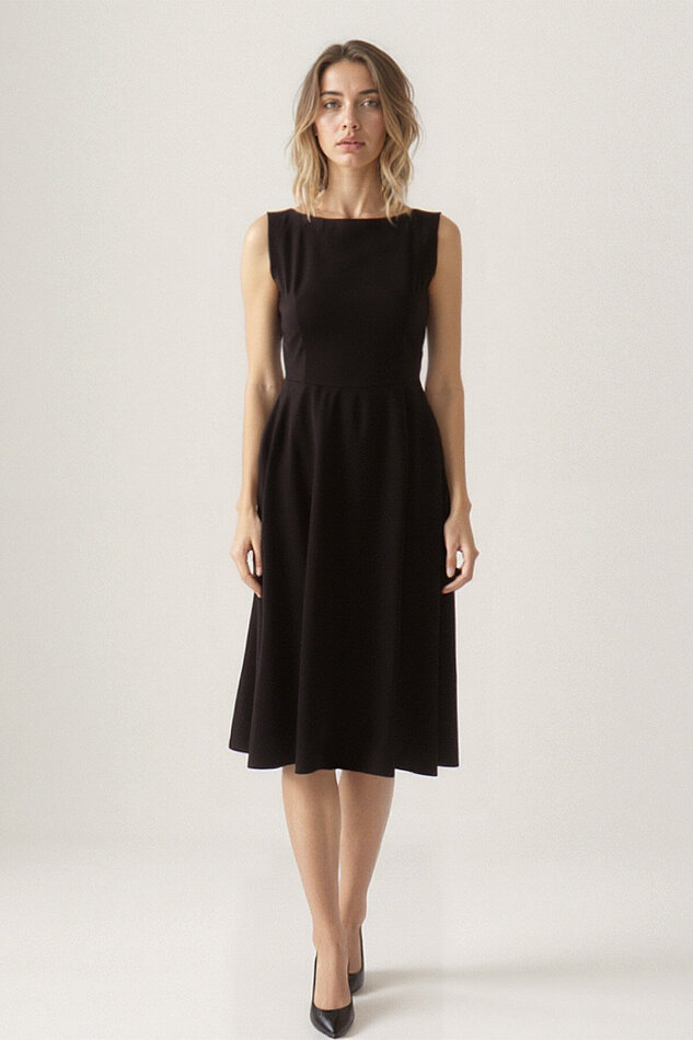 Sıfır Kol Modal Kumaş Midi Elbise - 15