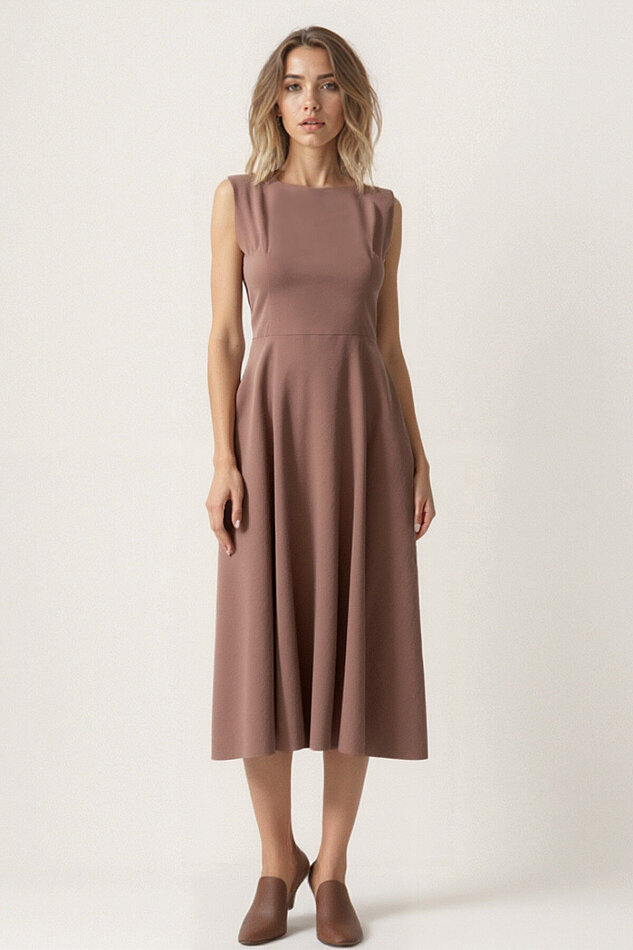 Sıfır Kol Modal Kumaş Midi Elbise - 19