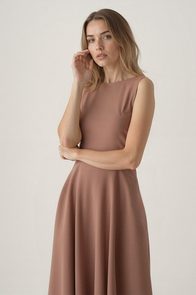 Sıfır Kol Modal Kumaş Midi Elbise - 20