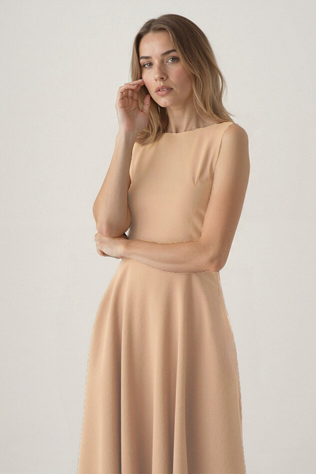 Sıfır Kol Modal Kumaş Midi Elbise - 24