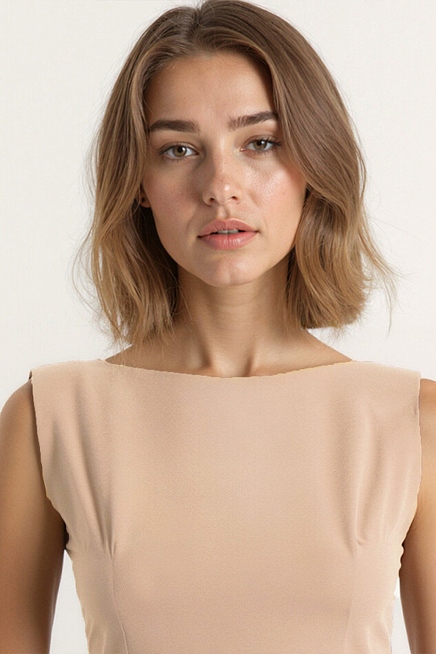 Sıfır Kol Modal Kumaş Midi Elbise - 26