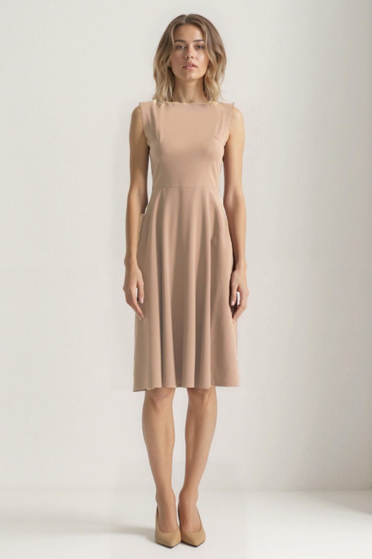 Sıfır Kol Modal Kumaş Midi Elbise - Thumbnail