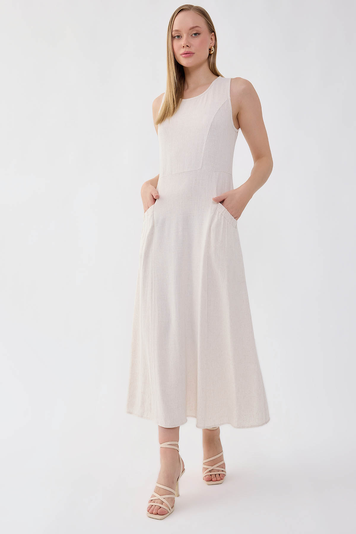 VİTRİN - Sıfır Kol Önü Cepli Elbise (1)