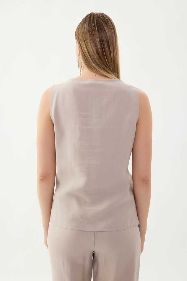 Sıfır Kol Önü Detaylı Bluz - 4