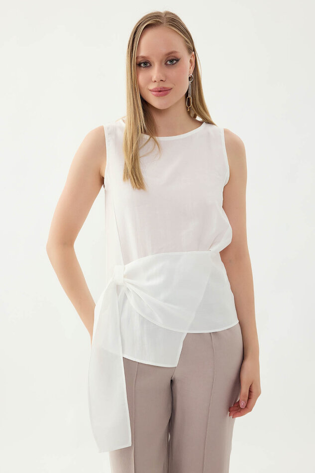 Sıfır Kol Önü Detaylı Bluz - 9