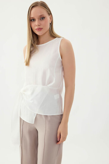 Sıfır Kol Önü Detaylı Bluz - 10