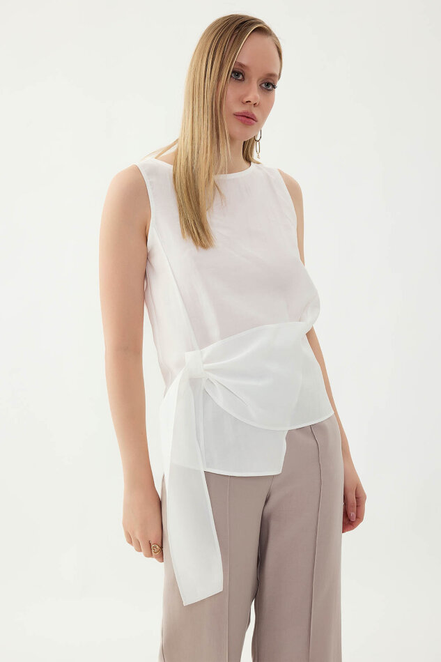 Sıfır Kol Önü Detaylı Bluz - 14