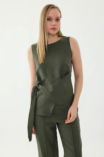 Sıfır Kol Önü Detaylı Bluz - 19