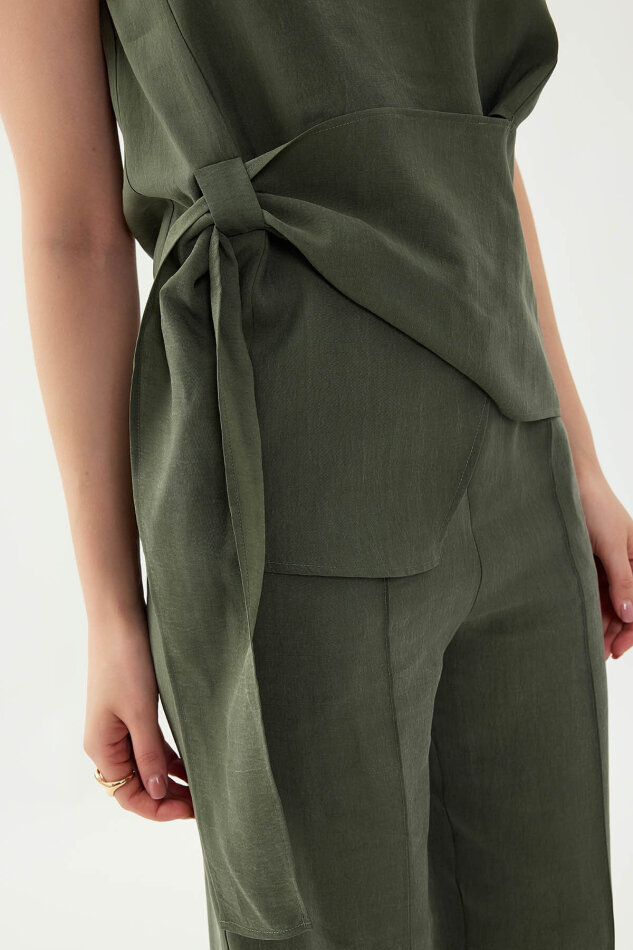 Sıfır Kol Önü Detaylı Bluz - 22